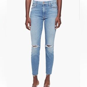 Mother Looker Ripped High Waist Fray Ankle Skinny Jeans Thrilling Shots Size 29